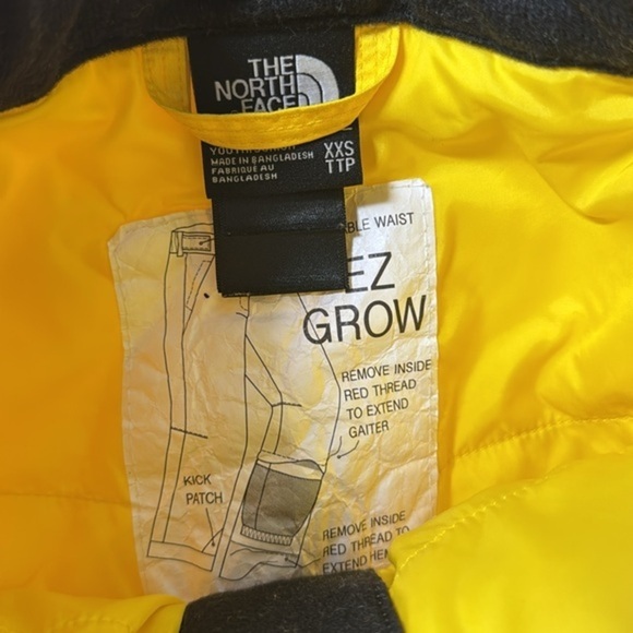 The North Face Dry‎ Vent Yellow Kids ski EZ Grow snow pants size xxs - Picture 5 of 7
